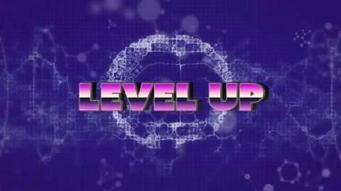 Animation of level up text over brain sp... | Stock Video | Pond5