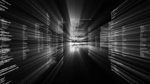 Animation of light beam zooming on data processing on digital interface against 動画素材 316218033