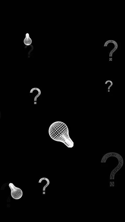 Animation of light bulb icons and question marks on black background Stock Footage 343641052