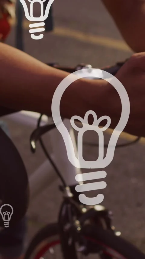 Animation of light bulb icons and data processing over caucasian man using Stock Footage 344595027