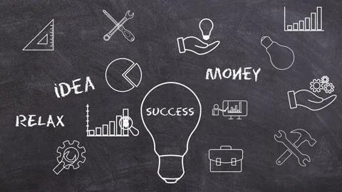 Animation of light bulb lighting up bringing ideas to mind. New business idea Stock Footage 173106600