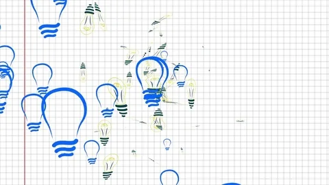 Animation with a light bulb in a notebook Stock Footage 75942818
