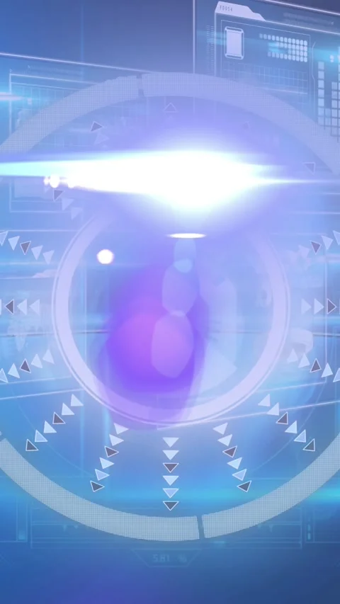 Animation of light moving over processing circle on scientific graph and data Vidéo 321381850