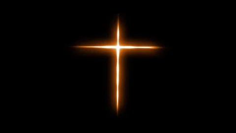 Animation of light orange line effect with crucifix sign 스톡 동영상 125111448