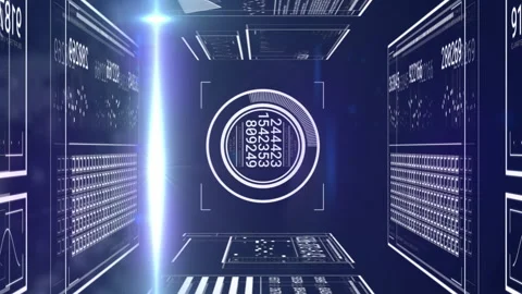 Animation of light spot and interface with data processing against aerial view 動画素材 312288435