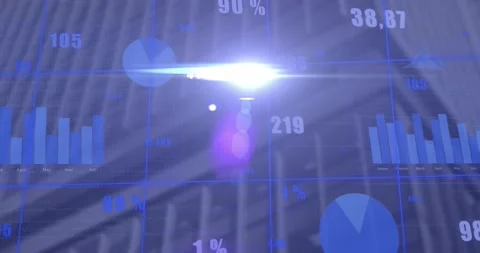 Animation of light spot and statistical data processing over grid network Stock Footage 330114423