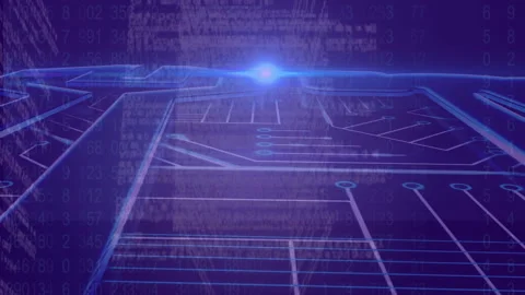 Animation of light spot over microprocessor connections and data processing Vídeo Stock 316039744