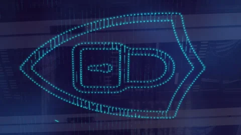 Animation of light spot over security padlock icon and data processing against Video stock 312422981