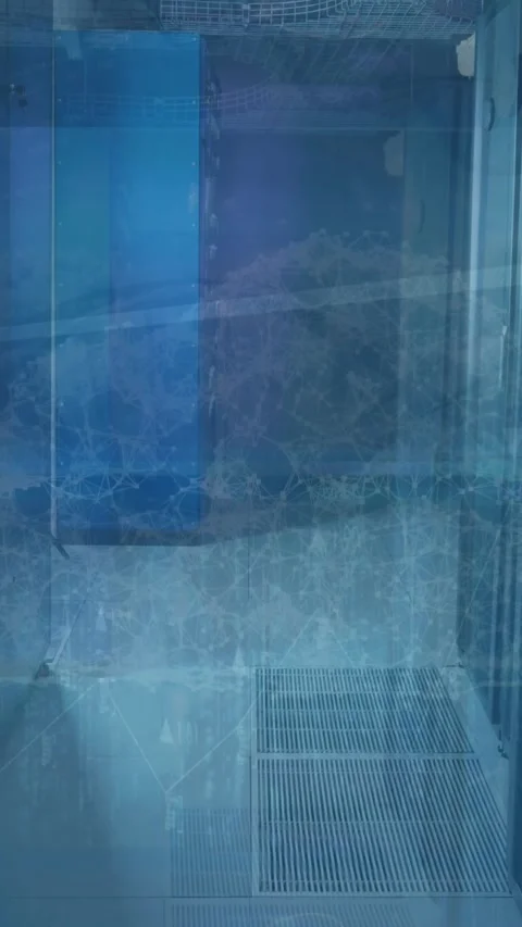 Animation of light spot, statistical data processing and cloud icon against Vídeos de archivo 319415610