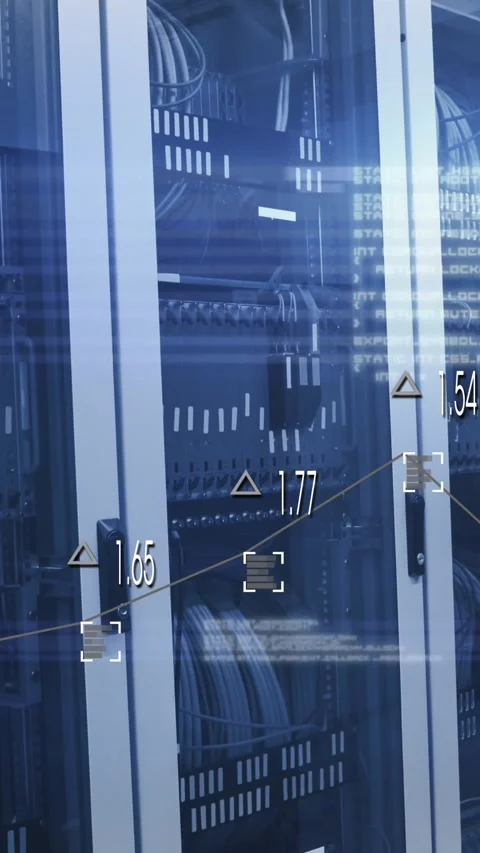 Animation of light spots and data processing against computer server room Vídeos de archivo 321265517
