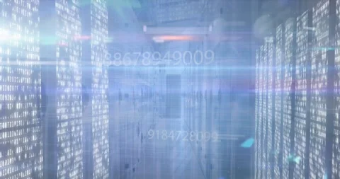 Animation of light spots and data processing over computer servers Stock Footage 327584540