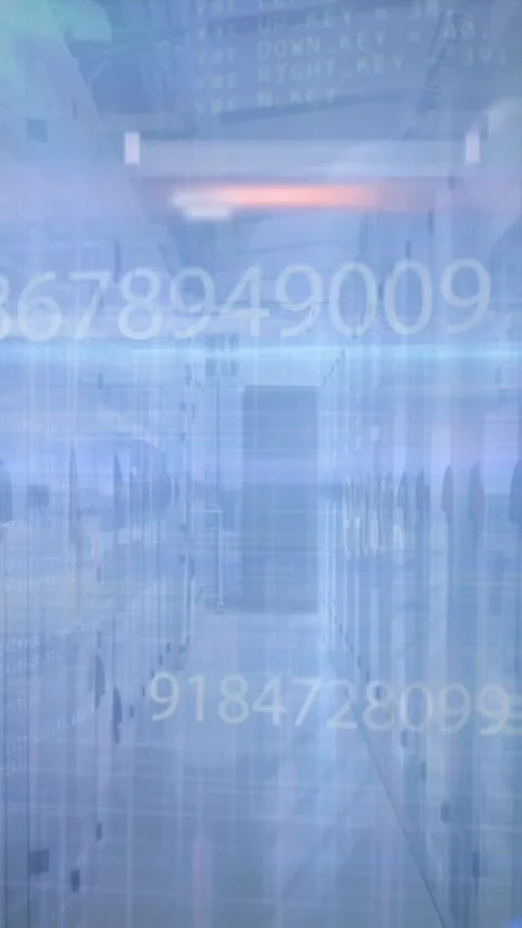 Animation of light spots and data processing over computer servers Stock Footage 343919648