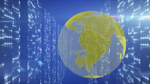 Animation of light spots and globe on bl... | Stock Video | Pond5