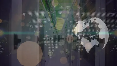 Animation of light spots and world map w... | Stock Video | Pond5