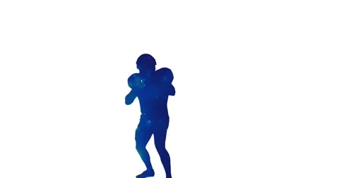 Animation of light spots over silhouette of male american football player on Video stock 246853469