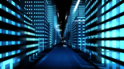 Animation of light stripes between office buildings Stock Footage 50171811