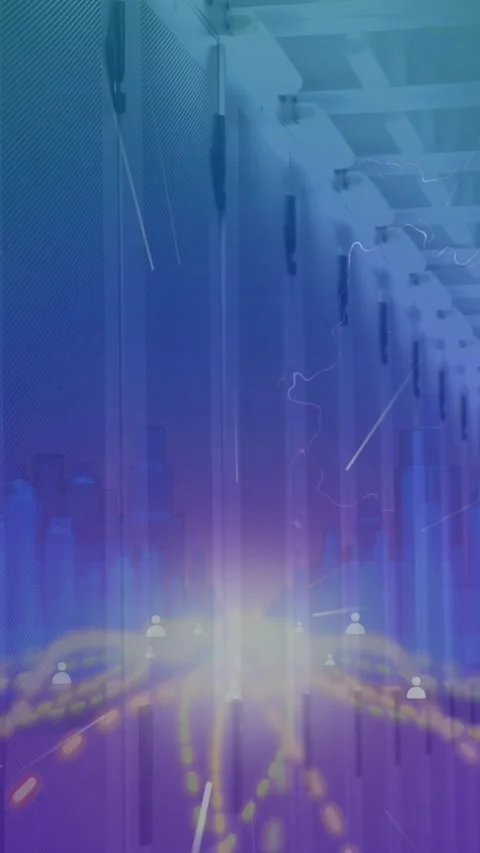 Animation of light trails over 3d cityscape model over male engineer walking in Stock Footage 344722586