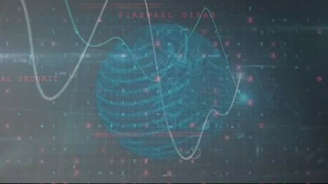 Animation of light trails over cyber security data processing against globe on Stock Footage 329709702