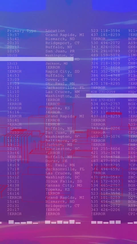 Animation of light trails over data processing and 3d city model against Stock Footage 321991179