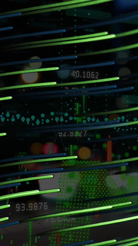 Animation of light trails over data processing Stock Footage 344774384