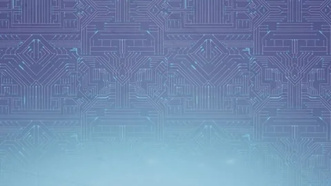 Animation of light trails over microprocessor connections against gradient blue Vídeo Stock 221875384