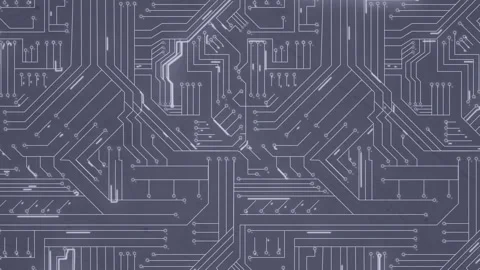 Animation of light trails over microprocessor connections against grey Vídeo Stock 221875386