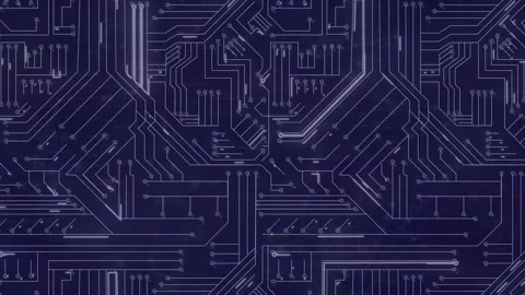 Animation of light trails over microprocessor connections against blue Vídeo Stock 327122741
