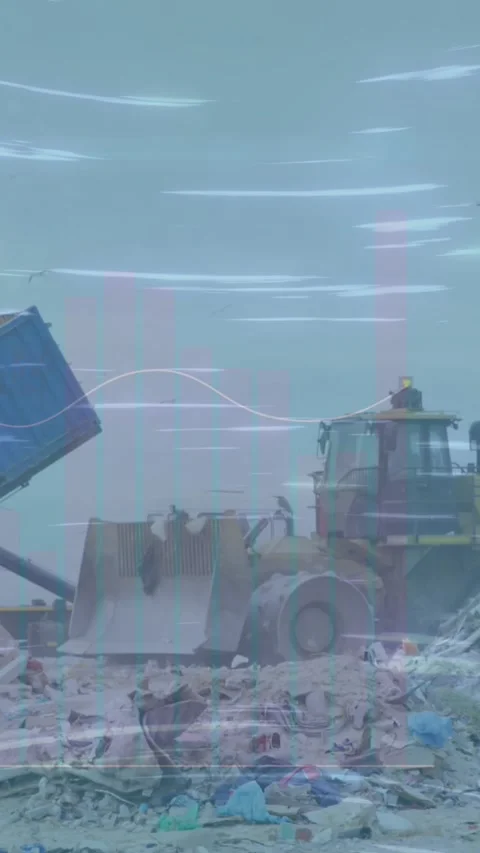 Animation of light trails over rubbish dump Stock-Footage 343682313