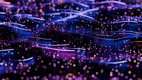 Animation of light waves moving across the relief with colored dots with a bokeh Stock Footage 300797727