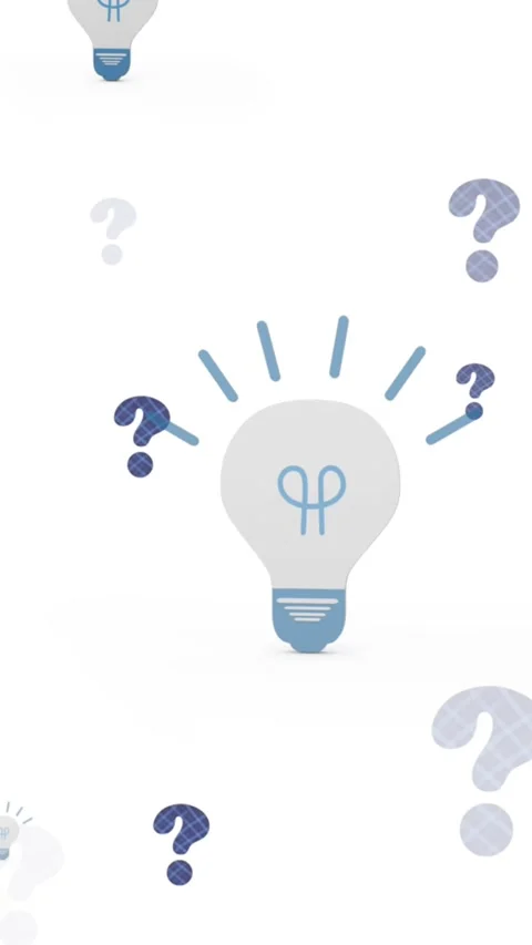 Animation of lightbulb icons over question marks on white background Stock Footage 342608687