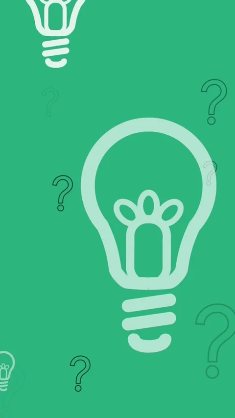 Animation of lightbulb icons over question marks on green background Stock Footage 342676661