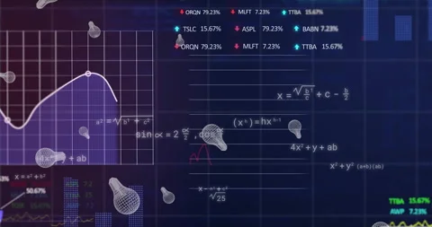 Animation of lightbulbs and digital data processing on black background Stock Footage 269211255