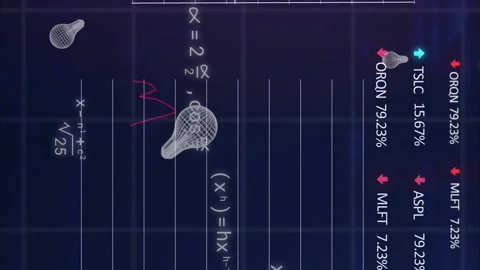 Animation of lightbulbs and digital data processing on black background 库存影片 312848293