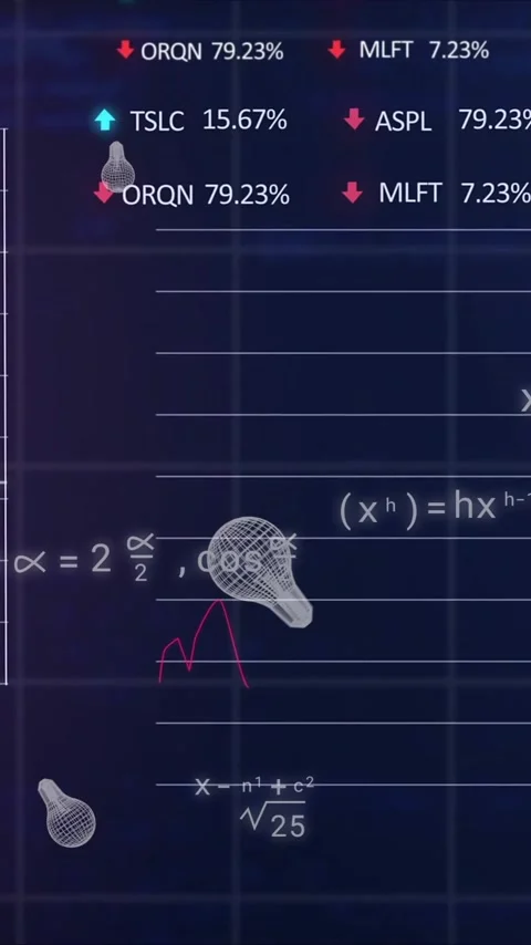 Animation of lightbulbs and digital data processing on black background Stock Footage 320444628