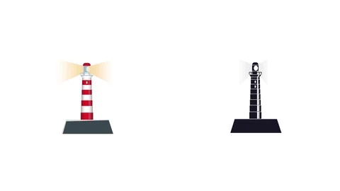 Animation of the lighthouse light. Beacon. Cartoon Stock Footage 121191161