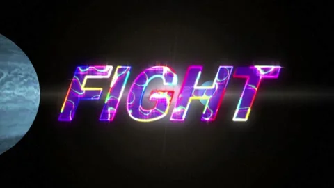 Animation of lightning effect over fight text against green rectangular shape Stock Footage 253471187