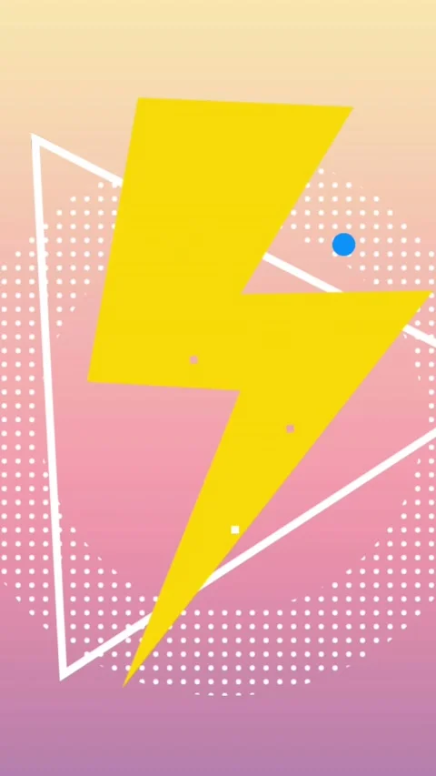 Animation of lightning icon and shapes over pink background with copy space Stock Footage 344557145