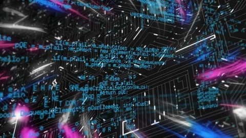 Animation of lights and data processing on black background Stock Footage 328588419