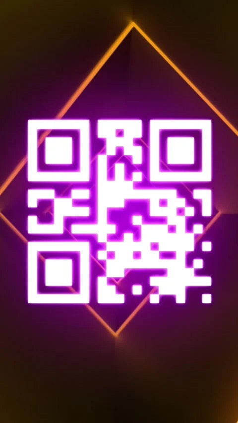 Animation of lights and qr code in orange space Video stock 343867193