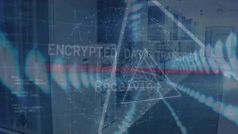 Animation of lights, triangles and connections over office Stock Footage 327061448