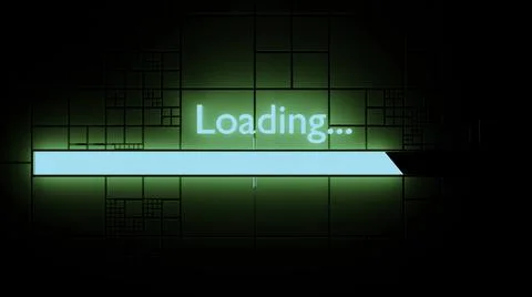 Animation of line progress, green neon background. Design. Abstract loading Illustrazione stock