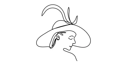 Animation of linear art of a female face with a headdress. Stock-Footage 135387393
