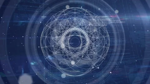Animation of linear shapes and diverse data over navy background with dots Stock Footage 172267463