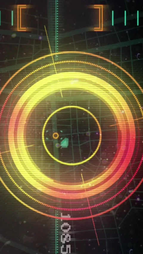 Animation of lines and circles over arrows and cube in circles against Stock Footage 344244056