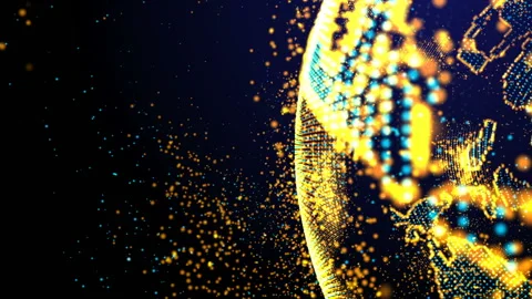 Animation of lines and dots in cyberspace forming the planet earth Stock Footage 89185750