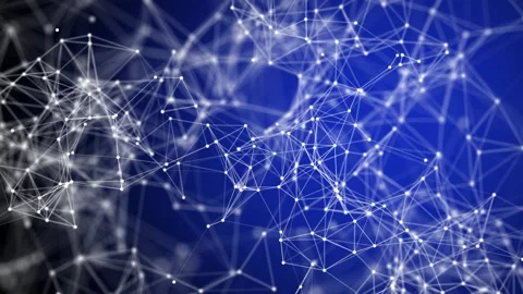 Animation of lines and dots on a dark blue background. Stock Footage 132880616