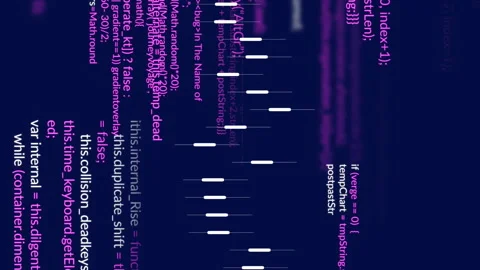 Animation of lines and programming languages moving on abstract background Stock Footage 312395050