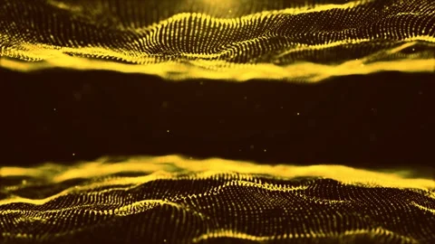 Animation of lines of blue particles waving in a dark digital space. Stock Footage 252892898