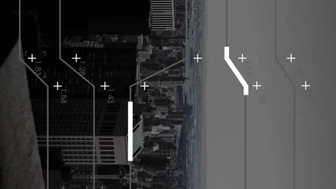 Animation of lines moving in circuit board pattern, computer language over Stock Footage 312979102