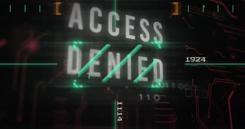 Animation of lines over access denied text, binary codes, changing numbers Stock Footage 328251740